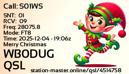 QSL Card for WB0DUG QSO with S01WS
