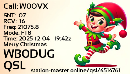 QSL Card for WB0DUG QSO with W0OVX