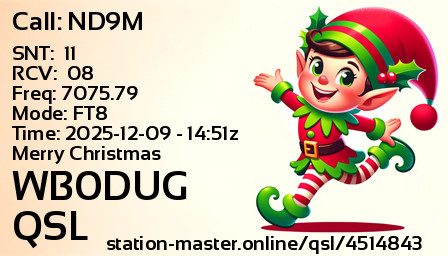 QSL Card for WB0DUG QSO with ND9M