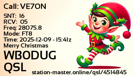 QSL Card for WB0DUG QSO with VE7ON