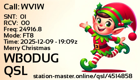 QSL Card for WB0DUG QSO with WV1W