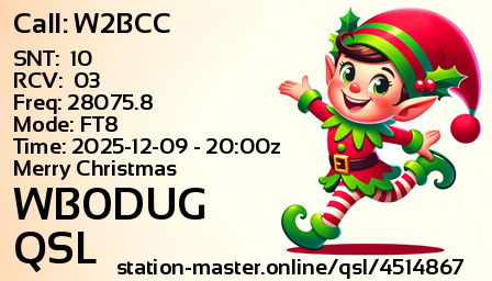 QSL Card for WB0DUG QSO with W2BCC