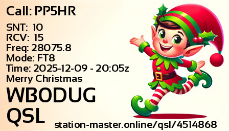 QSL Card for WB0DUG QSO with PP5HR