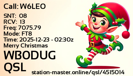 QSL Card for WB0DUG QSO with W6LEO