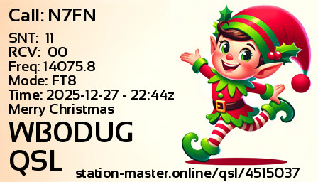 QSL Card for WB0DUG QSO with N7FN