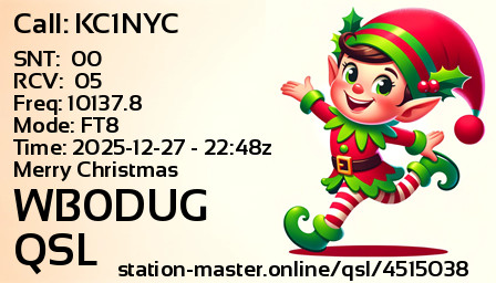 QSL Card for WB0DUG QSO with KC1NYC