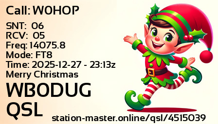 QSL Card for WB0DUG QSO with W0HOP