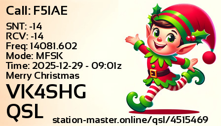 QSL Card for VK4SHG QSO with F5IAE