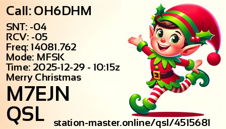 QSL Card for M7EJN QSO with OH6DHM