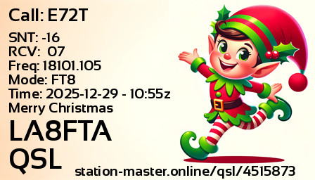QSL Card for LA8FTA QSO with E72T