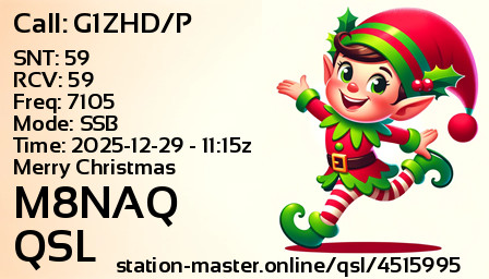 QSL Card for M8NAQ QSO with G1ZHD/P