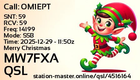QSL Card for MW7FXA QSO with OM1EPT