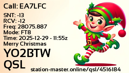 QSL Card for YO2BTW QSO with EA7LFC