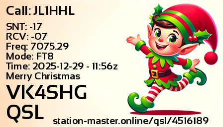 QSL Card for VK4SHG QSO with JL1HHL