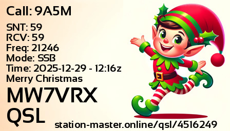 QSL Card for MW7VRX QSO with 9A5M