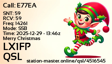 QSL Card for LX1FP QSO with E77EA