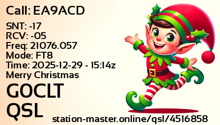 QSL Card for G0CLT QSO with EA9ACD