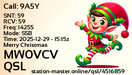 QSL Card for MW0VCV QSO with 9A5Y