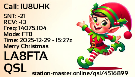QSL Card for LA8FTA QSO with IU8UHK