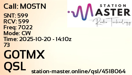 QSL Card for G0TMX QSO with M0STN