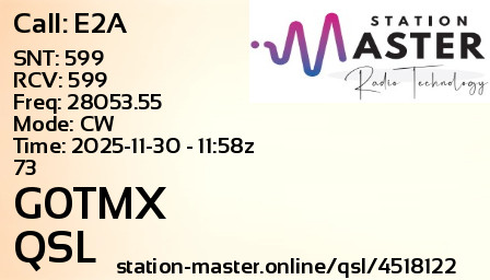 QSL Card for G0TMX QSO with E2A