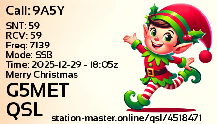 QSL Card for G5MET QSO with 9A5Y