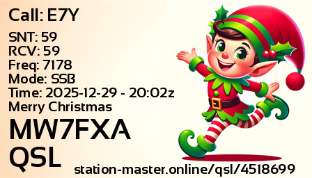 QSL Card for MW7FXA QSO with E7Y