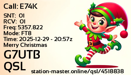 QSL Card for G7UTB QSO with E74K