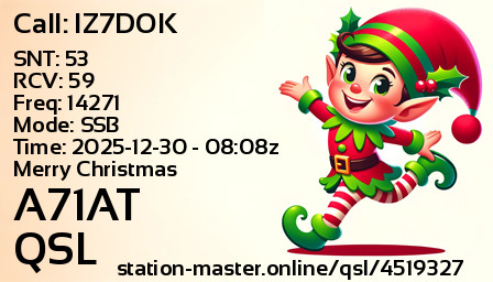 QSL Card for A71AT QSO with IZ7DOK