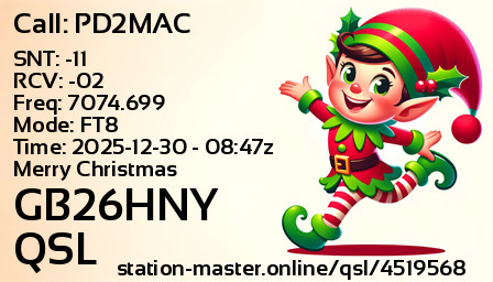QSL Card for GB26HNY QSO with PD2MAC