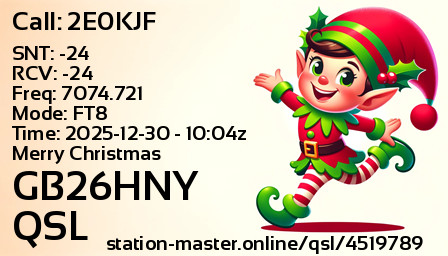 QSL Card for GB26HNY QSO with 2E0KJF