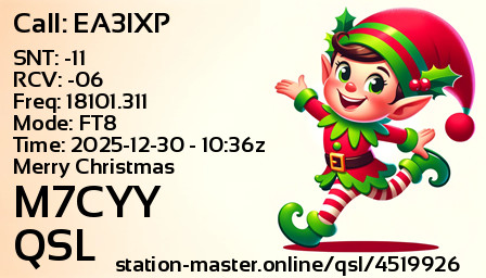 QSL Card for M7CYY QSO with EA3IXP