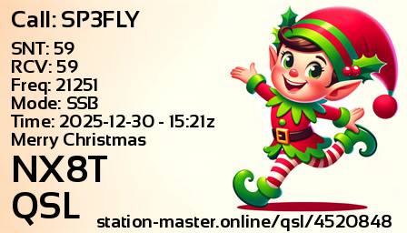 QSL Card for NX8T QSO with SP3FLY