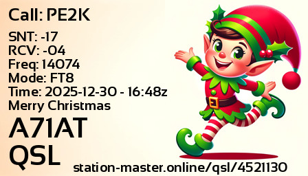 QSL Card for A71AT QSO with PE2K