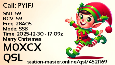 QSL Card for M0XCX QSO with PY1FJ