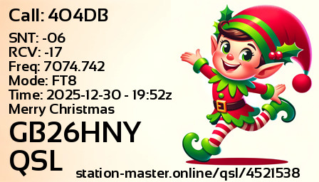 QSL Card for GB26HNY QSO with 4O4DB