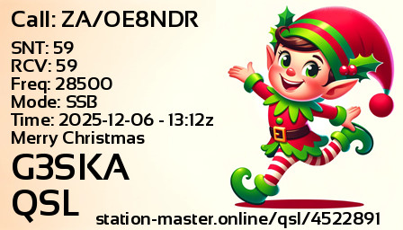 QSL Card for G3SKA QSO with ZA/OE8NDR