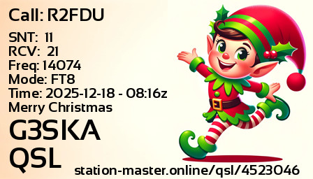 QSL Card for G3SKA QSO with R2FDU