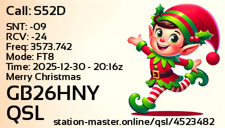 QSL Card for GB26HNY QSO with S52D