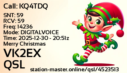 QSL Card for VK2EX QSO with KQ4TDQ