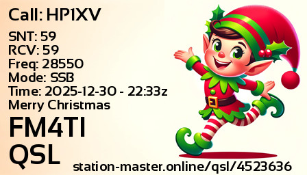 QSL Card for FM4TI QSO with HP1XV