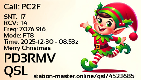 QSL Card for PD3RMV QSO with PC2F