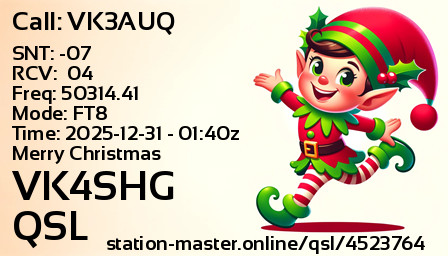QSL Card for VK4SHG QSO with VK3AUQ