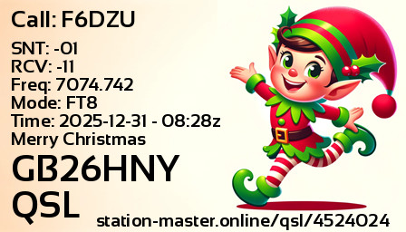 QSL Card for GB26HNY QSO with F6DZU