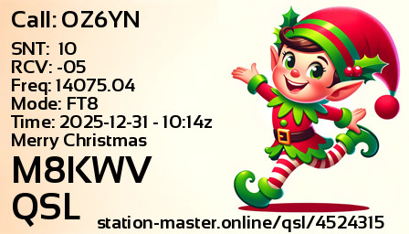 QSL Card for M8KWV QSO with OZ6YN