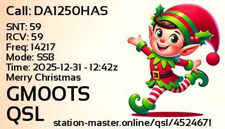 QSL Card for GM0OTS QSO with DA1250HAS