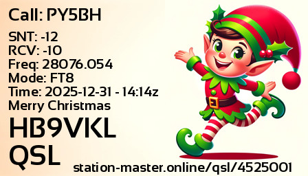 QSL Card for HB9VKL QSO with PY5BH