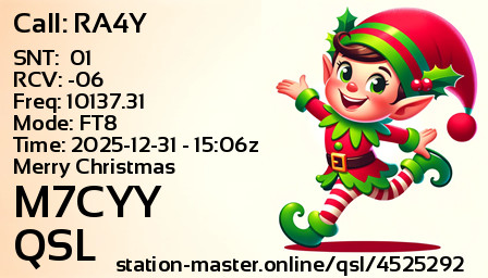 QSL Card for M7CYY QSO with RA4Y