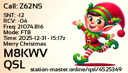 QSL Card for M8KWV QSO with Z62NS