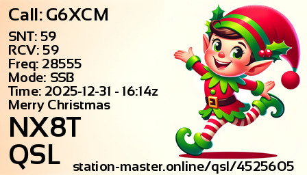 QSL Card for NX8T QSO with G6XCM